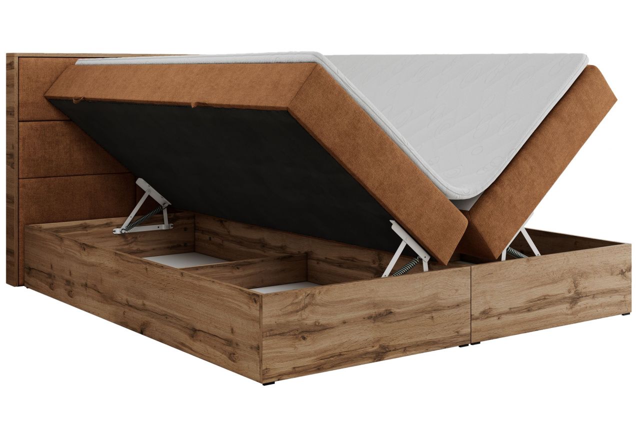 Łóżko kontynentalne ALBERO 2 180x200 - H3 - pomarańczowy, struktura