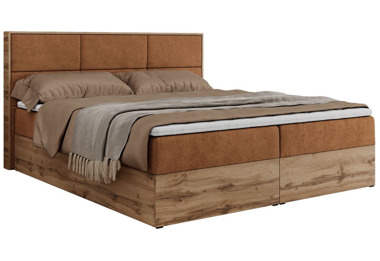 Łóżko kontynentalne ALBERO 2 160x200 - H3 - pomarańczowy, struktura