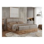 Łóżko kontynentalne ALBERO 2 200x200 - H4 - beżowy, struktura