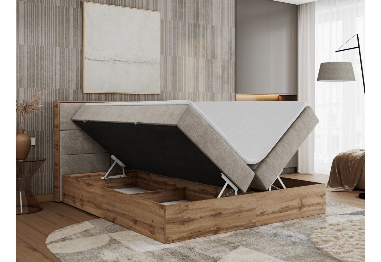 Łóżko kontynentalne ALBERO 2 160x200 - H4 - beżowy, struktura