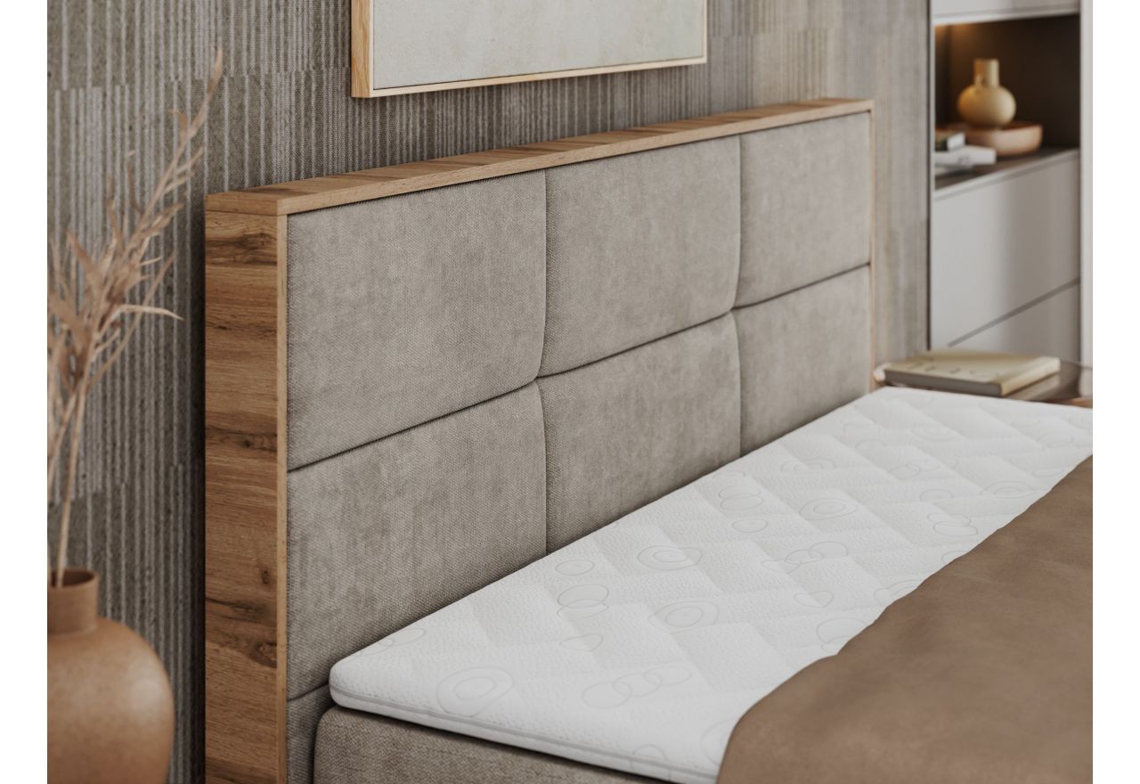 Łóżko kontynentalne ALBERO 2 120x200 - H4 - beżowy, struktura