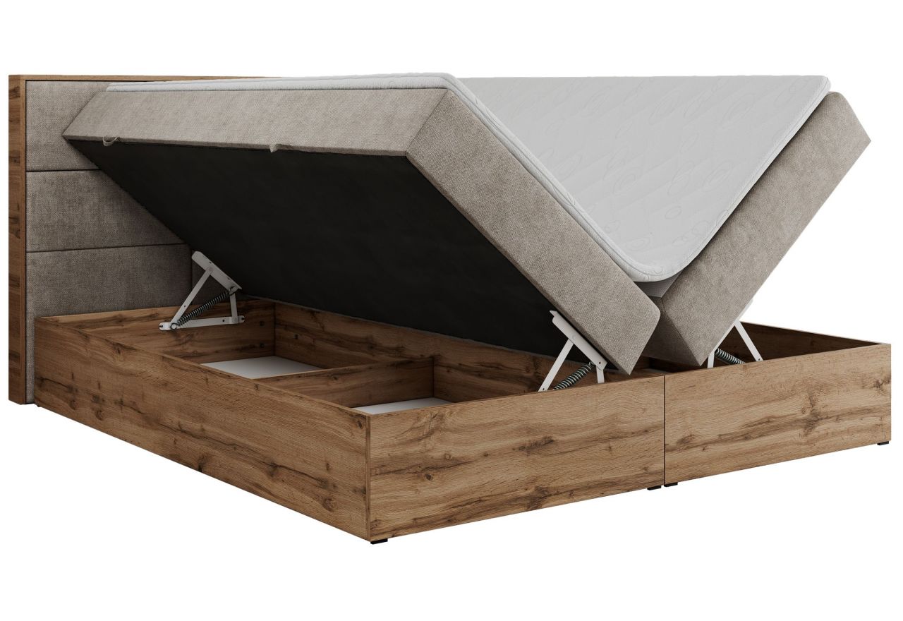 Łóżko kontynentalne ALBERO 2 160x200 - H3 - beżowy, struktura