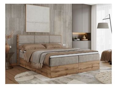 Łóżko kontynentalne ALBERO 2 140x200 - H3 - beżowy, struktura