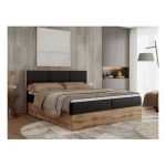 Łóżko kontynentalne ALBERO 2 160x200 - H4 - czarny, ekoskóra