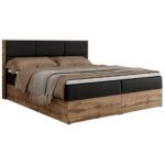 Łóżko kontynentalne ALBERO 2 160x200 - H4 - czarny, ekoskóra