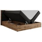 Łóżko kontynentalne ALBERO 2 160x200 - H4 - czarny, ekoskóra