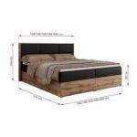 Łóżko kontynentalne ALBERO 2 160x200 - H3 - czarny, ekoskóra