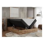 Łóżko kontynentalne ALBERO 2 160x200 - H3 - czarny, ekoskóra