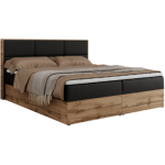 Łóżko kontynentalne ALBERO 2 120x200 - H3 - czarny, ekoskóra