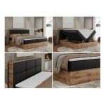 Łóżko kontynentalne ALBERO 2 120x200 - H3 - czarny, ekoskóra