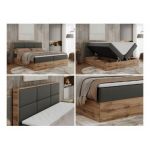 Łóżko kontynentalne ALBERO 2 180x200 - H4 - szary, ekoskóra