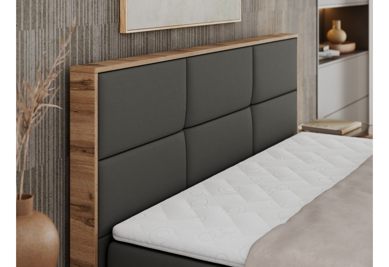 Łóżko kontynentalne ALBERO 2 160x200 - H4 - szary, ekoskóra