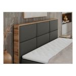 Łóżko kontynentalne ALBERO 2 160x200 - H4 - szary, ekoskóra