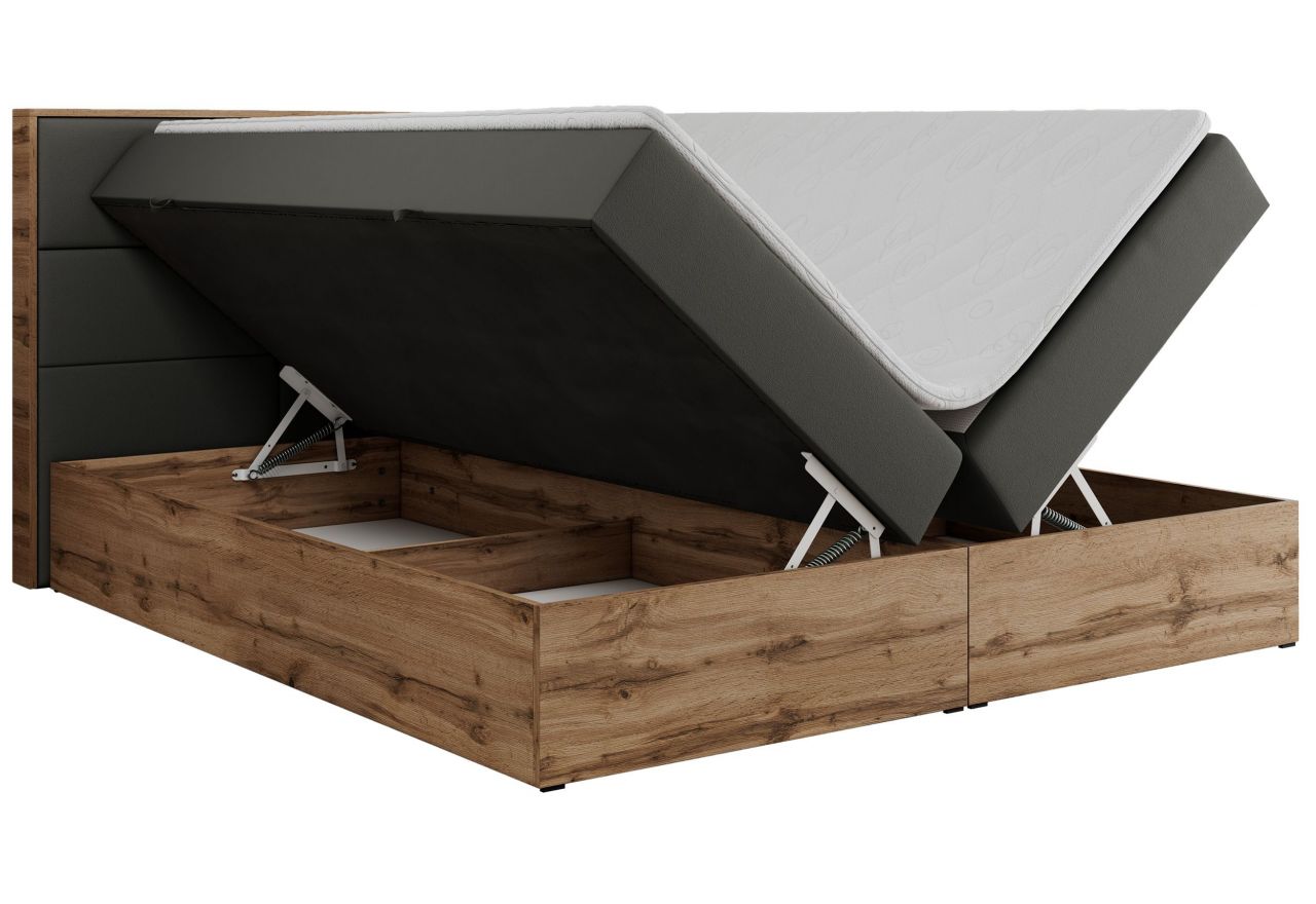 Łóżko kontynentalne ALBERO 2 160x200 - H4 - szary, ekoskóra