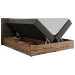 Łóżko kontynentalne ALBERO 2 160x200 - H4 - szary, ekoskóra