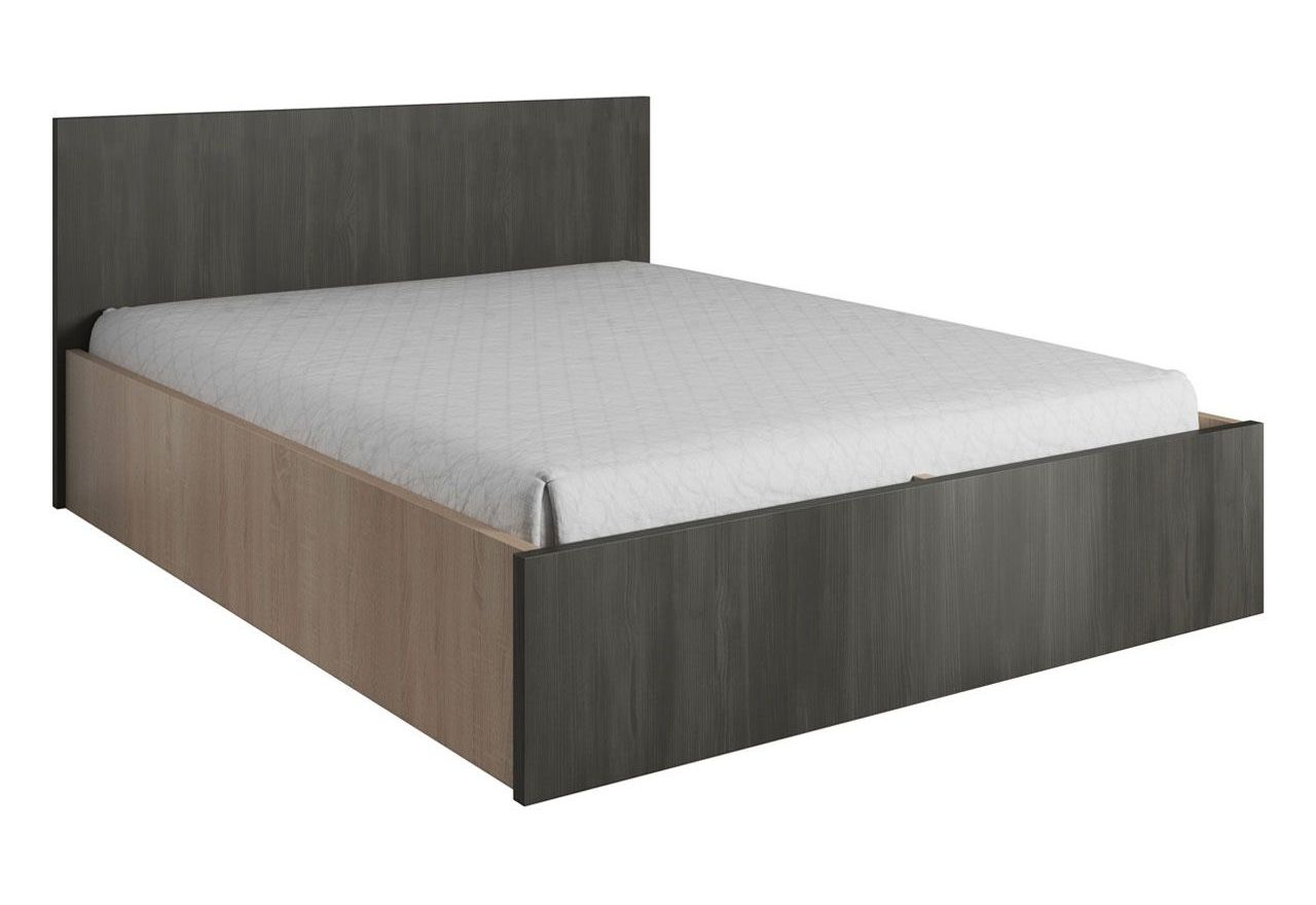 Eleganckie i modne łóżko podwójne 160x200 cm do sypialni - WENA Dąb Sonoma / Czarna sosna norweska