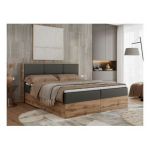 Łóżko kontynentalne ALBERO 2 200x200 - H3 - szary, ekoskóra