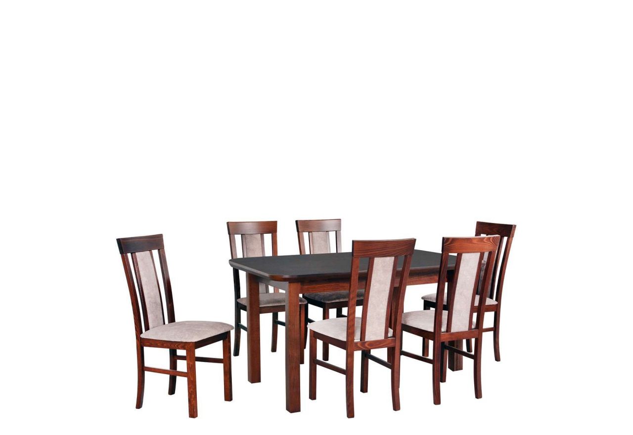 Zestaw drewnianych eleganckich mebli do jadalni i kuchni - stół MARS 5 S + krzesła MONTU 8