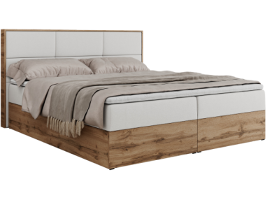 Łóżko kontynentalne ALBERO 2 120x200 - H4 - biały, ekoskóra