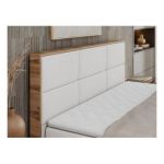 Łóżko kontynentalne ALBERO 2 120x200 - H4 - biały, ekoskóra