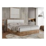 Łóżko kontynentalne ALBERO 2 200x200 - H3 - biały, ekoskóra