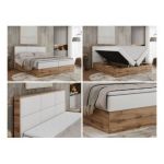 Łóżko kontynentalne ALBERO 2 180x200 - H3 - biały, ekoskóra