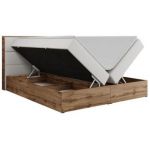 Łóżko kontynentalne ALBERO 2 180x200 - H3 - biały, ekoskóra