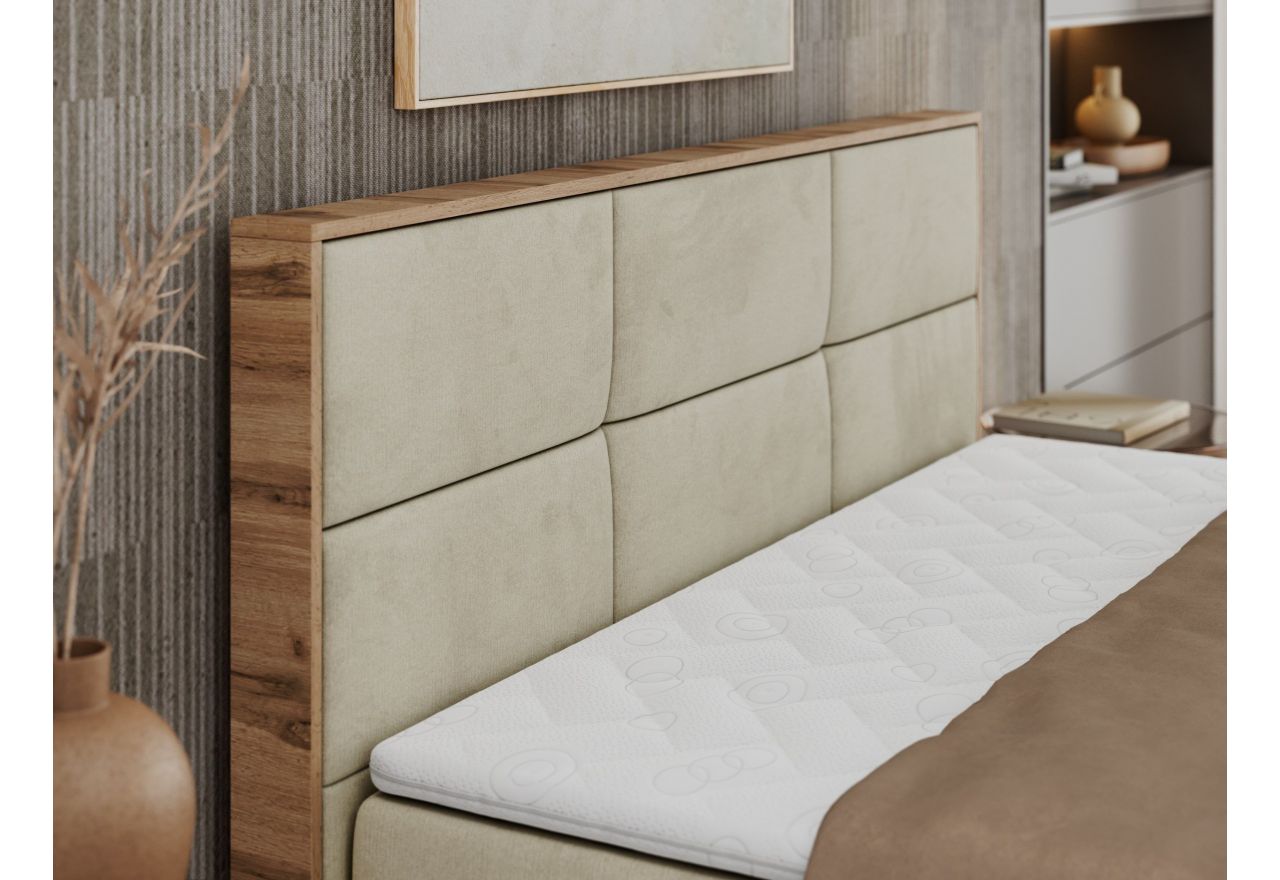 Łóżko kontynentalne ALBERO 2 200x200 - H3 - beżowy, welwet