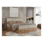 Łóżko kontynentalne ALBERO 2 180x200 - H3 - beżowy, welwet