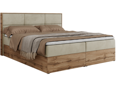 Łóżko kontynentalne ALBERO 2 160x200 - H3 - beżowy, welwet