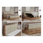 Łóżko kontynentalne ALBERO 2 160x200 - H3 - beżowy, welwet