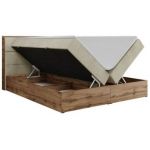 Łóżko kontynentalne ALBERO 2 140x200 - H3 - beżowy, welwet