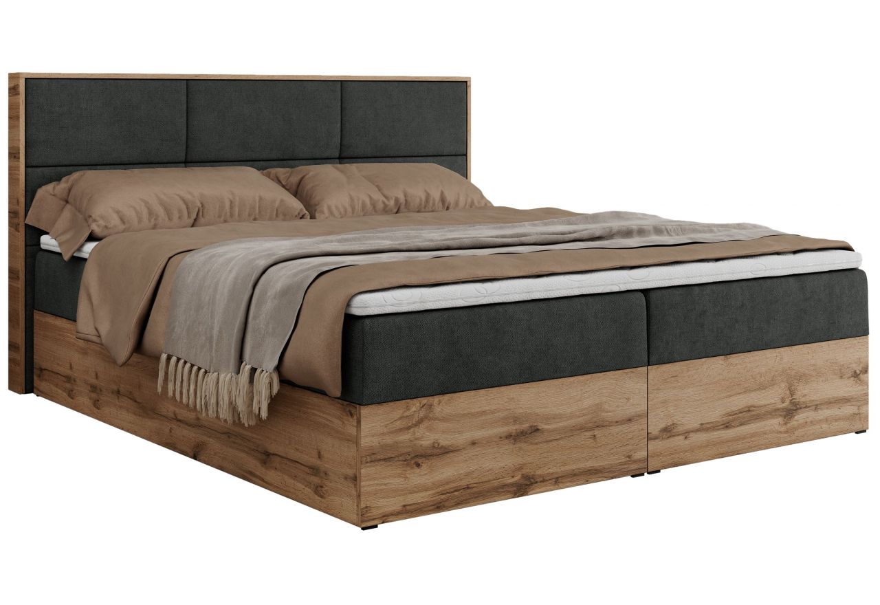 Łóżko kontynentalne ALBERO 2 200x200 - H4 - ciemnoszary, struktura