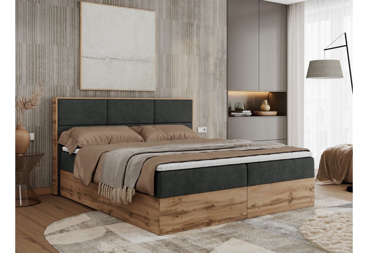 Łóżko kontynentalne ALBERO 2 140x200 - H4 - ciemnoszary, struktura