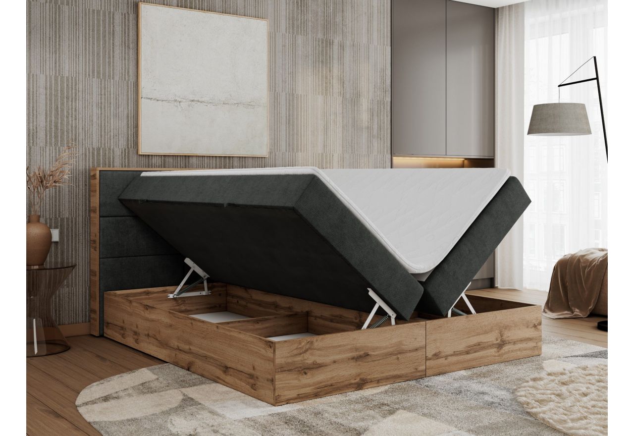 Łóżko kontynentalne ALBERO 2 140x200 - H4 - ciemnoszary, struktura