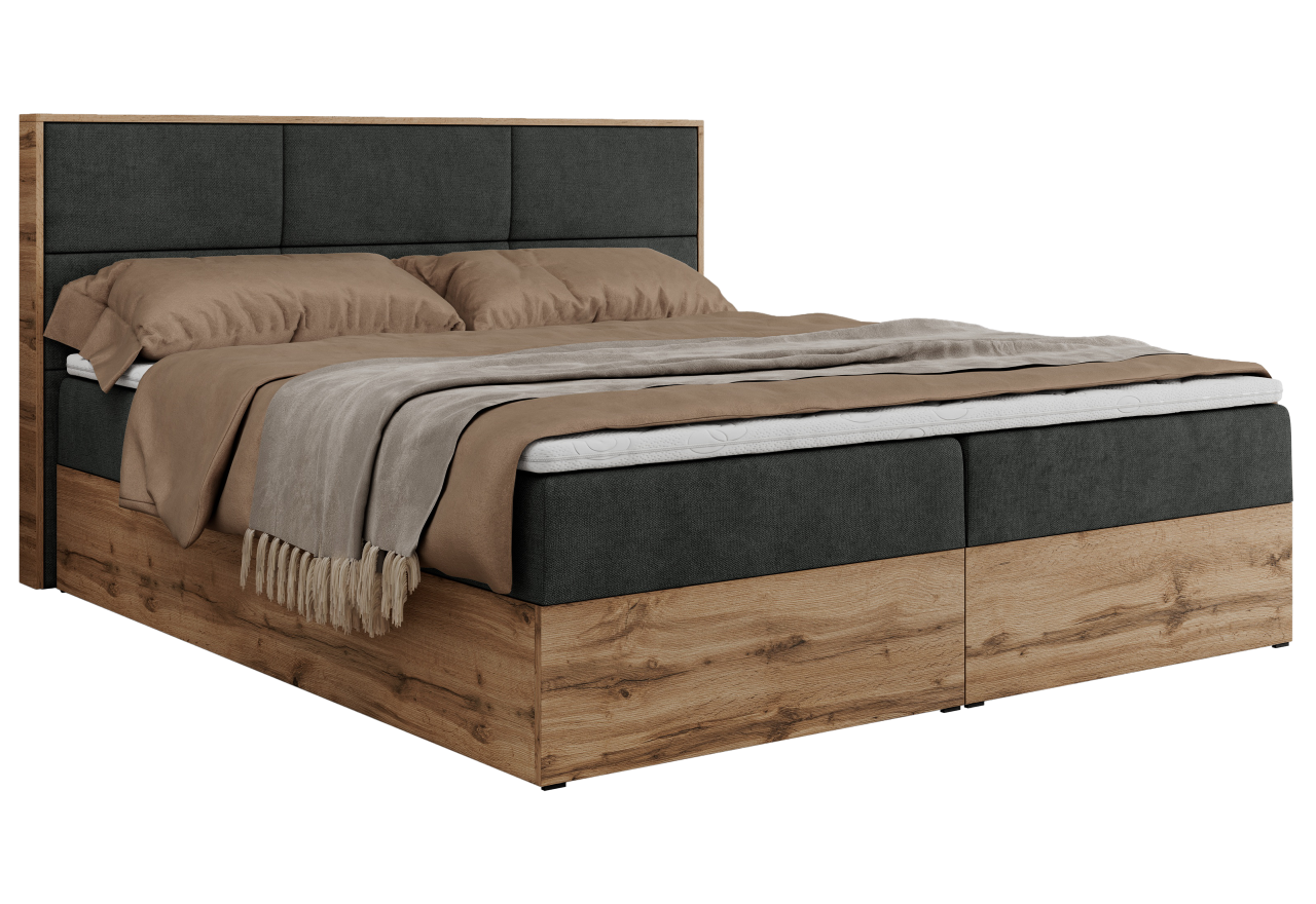 Łóżko kontynentalne ALBERO 2 200x200 - H3 - ciemnoszary, struktura