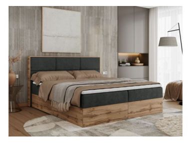 Łóżko kontynentalne ALBERO 2 180x200 - H3 - ciemnoszary, struktura