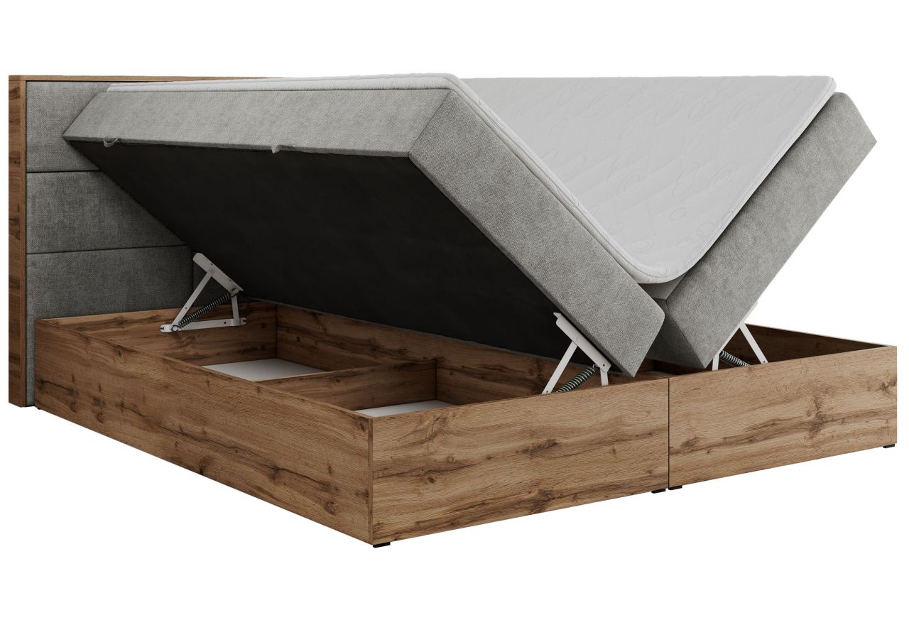 Łóżko kontynentalne ALBERO 2 180x200 - H4 - jasnoszary, struktura