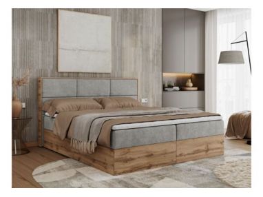 Łóżko kontynentalne ALBERO 2 120x200 - H4 - jasnoszary, struktura