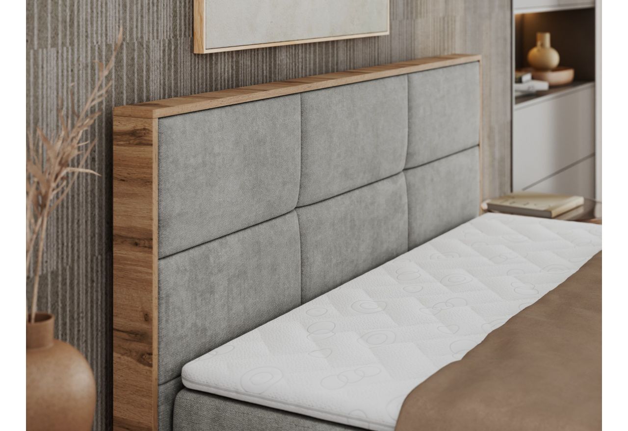Łóżko kontynentalne ALBERO 2 120x200 - H4 - jasnoszary, struktura