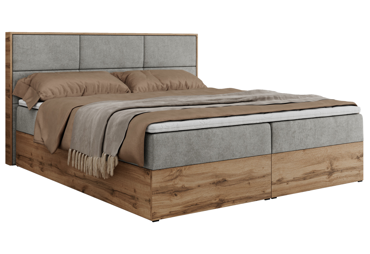 Łóżko kontynentalne ALBERO 2 200x200 - H3 - jasnoszary, struktura