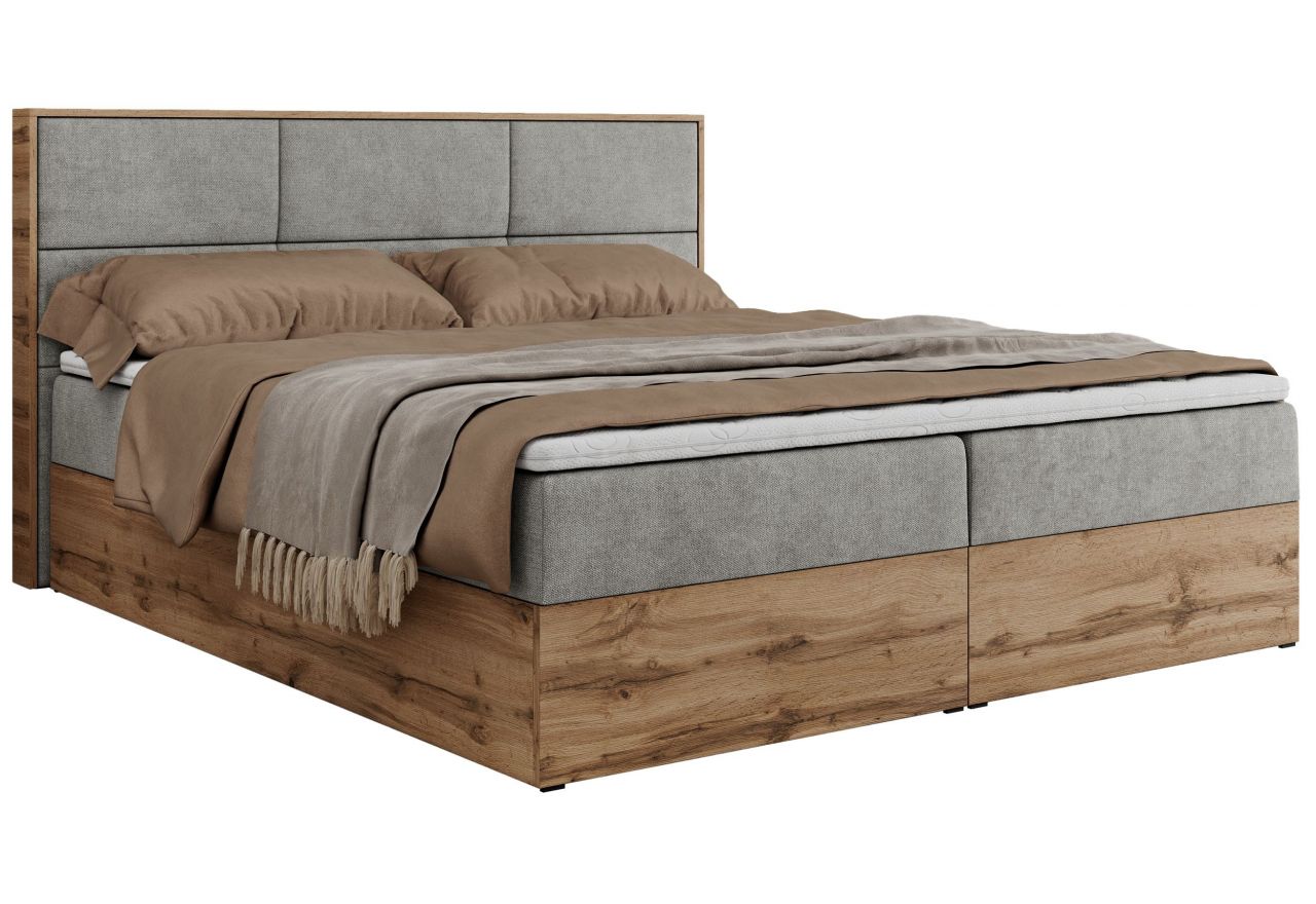 Łóżko kontynentalne ALBERO 2 200x200 - H3 - jasnoszary, struktura