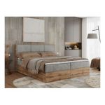 Łóżko kontynentalne ALBERO 2 120x200 - H3 - jasnoszary, struktura