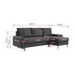 Narożnik LANG L - uniwersalny - szary, welwet