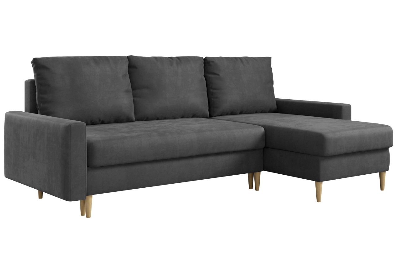 Narożnik LANG L - uniwersalny - szary, welwet