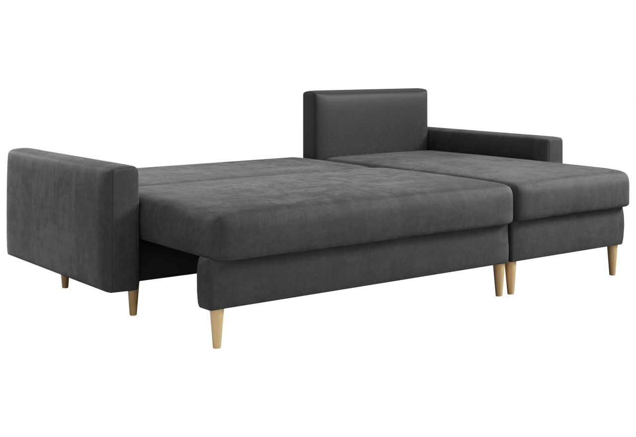 Narożnik LANG L - uniwersalny - szary, welwet