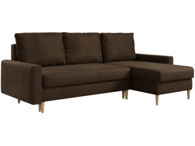 Narożnik LANG L - uniwersalny - brązowy, welwet