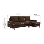 Narożnik LANG L - uniwersalny - brązowy, welwet