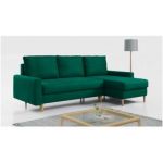 Narożnik LANG L - uniwersalny - ciemnozielony, welwet