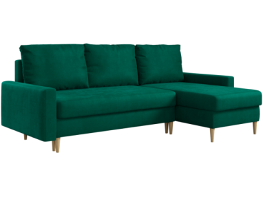 Narożnik LANG L - uniwersalny - ciemnozielony, welwet